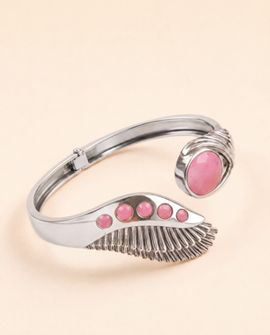 Majestic Winged Rose Quartz Bracelet — Silver