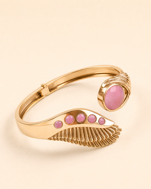 Majestic Winged Rose Quartz Bracelet — Gold