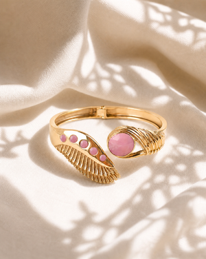 Majestic Winged Rose Quartz Bracelet — Gold