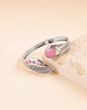 Majestic Winged Rose Quartz Bracelet — Silver