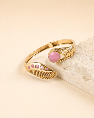 Majestic Winged Rose Quartz Bracelet — Gold