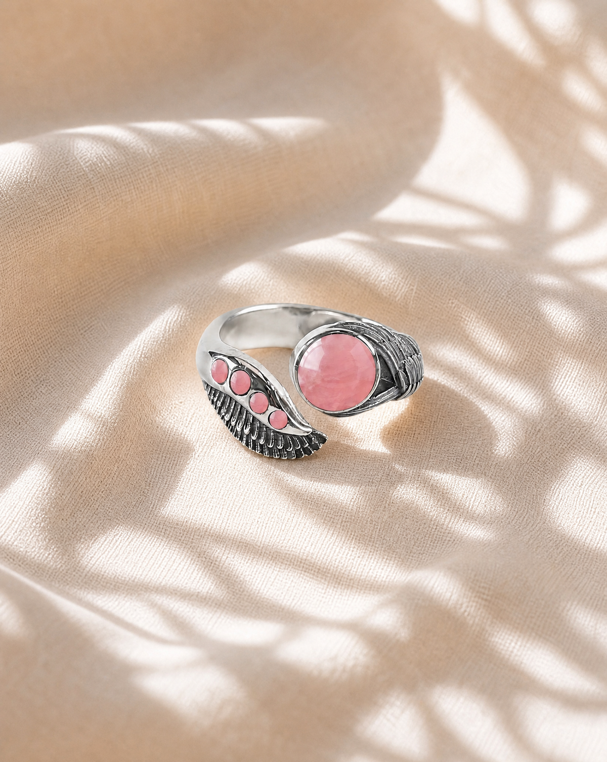 Majestic Rose Quartz Ring, Silver
