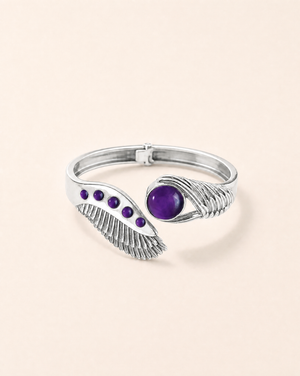 Majestic Winged Amethyst Bracelet — Silver
