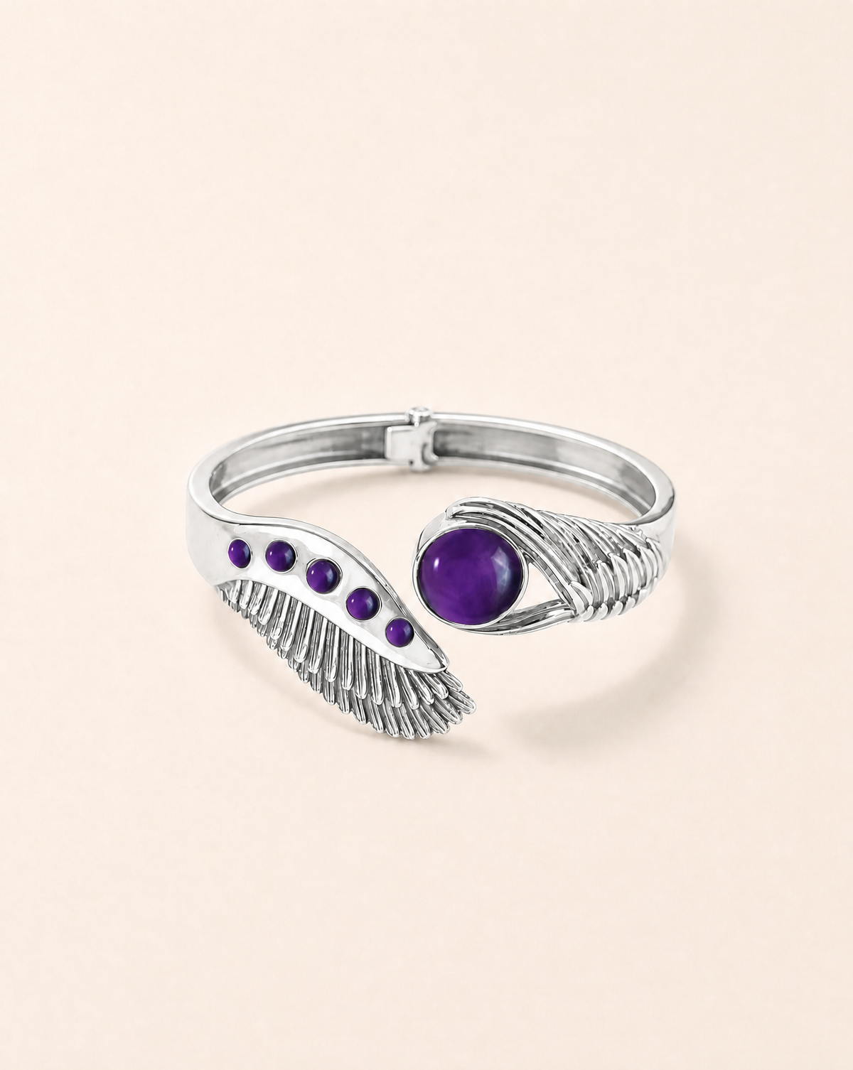 Majestic Winged Amethyst Bracelet — Silver