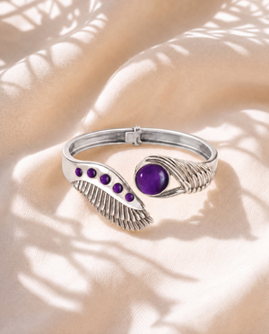 Majestic Winged Amethyst Bracelet — Silver