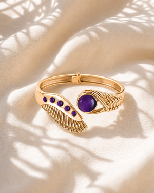 Majestic Winged Amethyst Bracelet — Gold