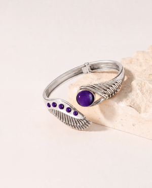 Majestic Winged Amethyst Bracelet — Silver