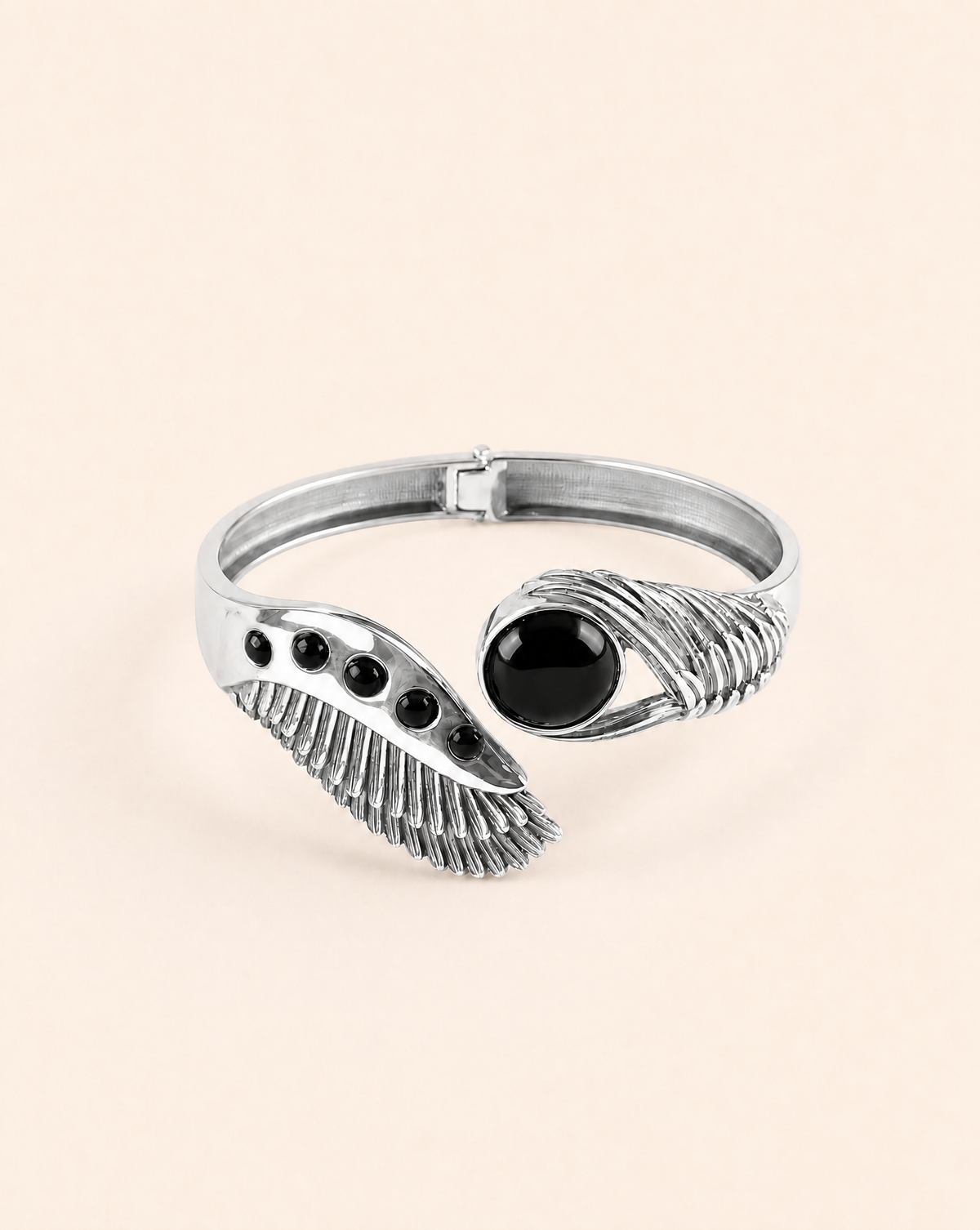 Majestic Winged Black Tourmaline Bracelet — Silver