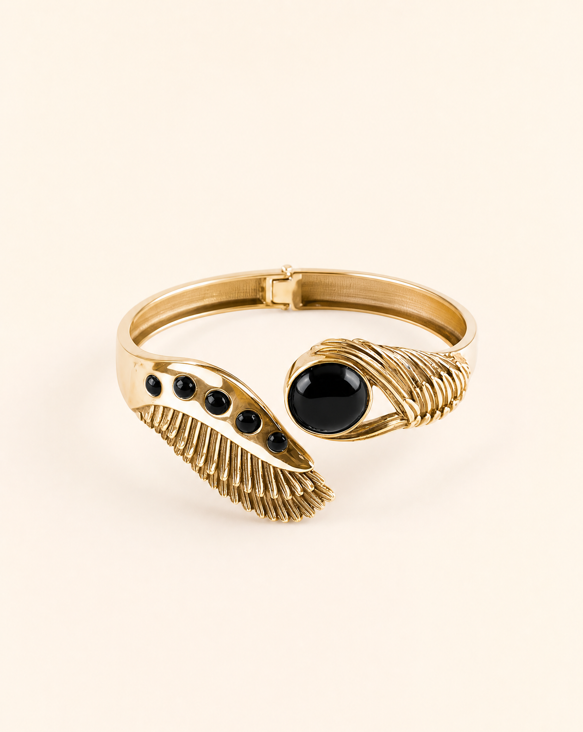 Majestic Winged Black Tourmaline Bracelet — Gold