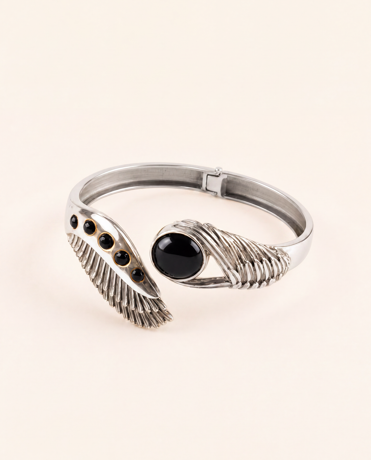 Majestic Winged Black Tourmaline Bracelet — Silver