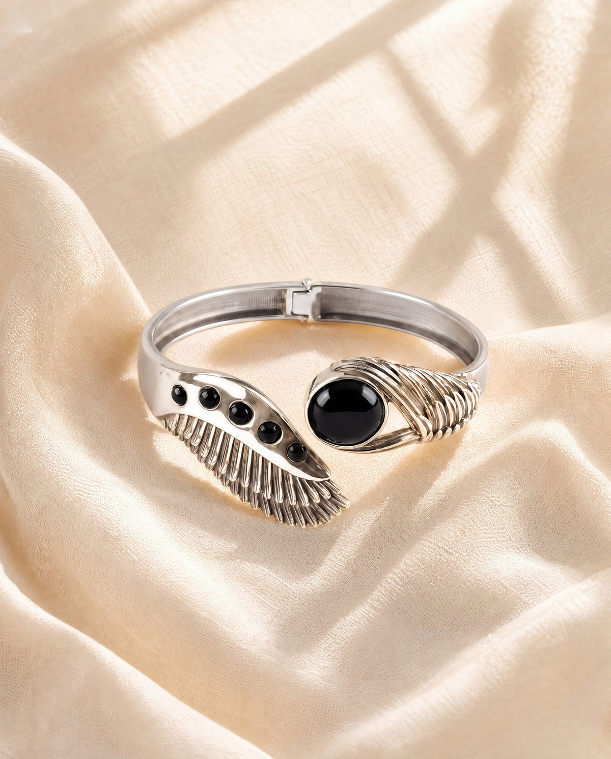 Majestic Winged Black Tourmaline Bracelet — Silver