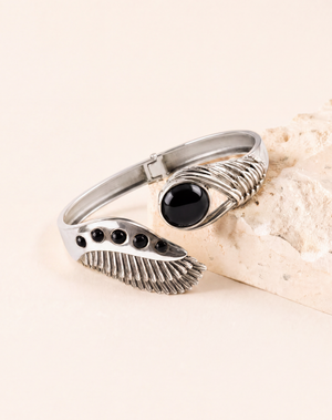 Majestic Winged Black Tourmaline Bracelet — Silver