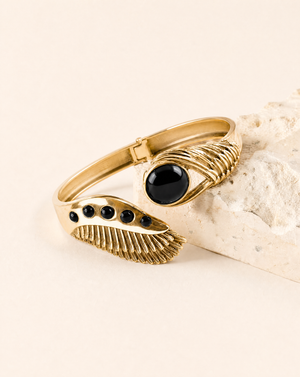 Majestic Winged Black Tourmaline Bracelet — Gold