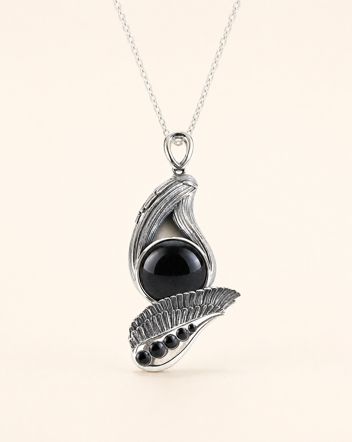 Majestic Black Tourmaline Pendant — Silver