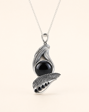 Majestic Black Tourmaline Pendant — Silver