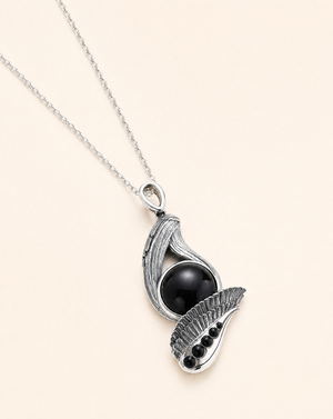 Majestic Black Tourmaline Pendant — Silver