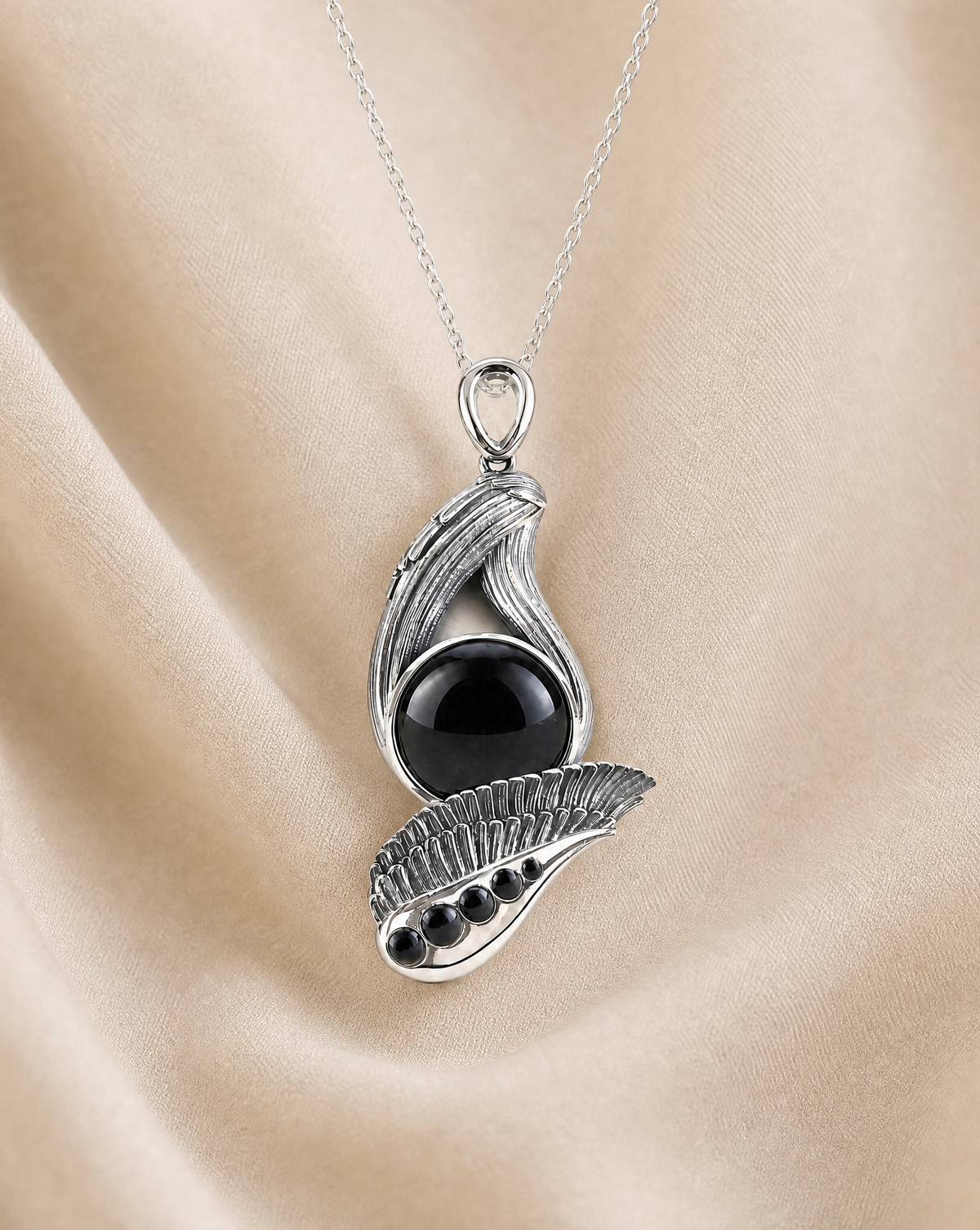 Majestic Black Tourmaline Pendant — Silver