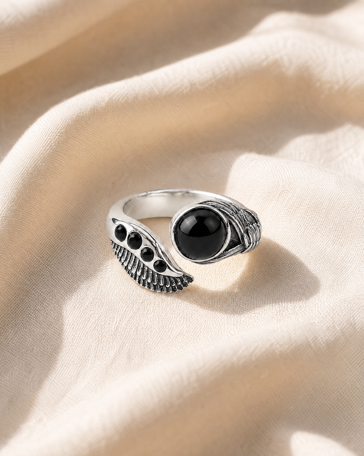 Majestic Black Tourmaline Ring, Silver