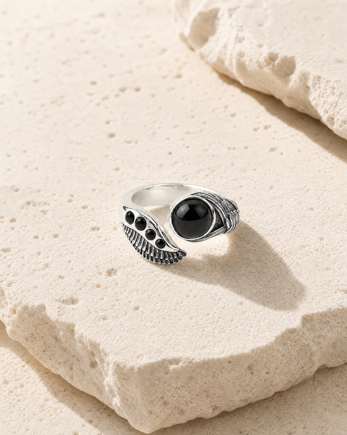 Majestic Black Tourmaline Ring, Silver