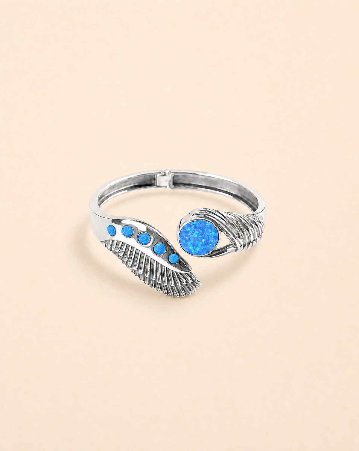 Majestic Winged Blue Opal Bracelet — Silver