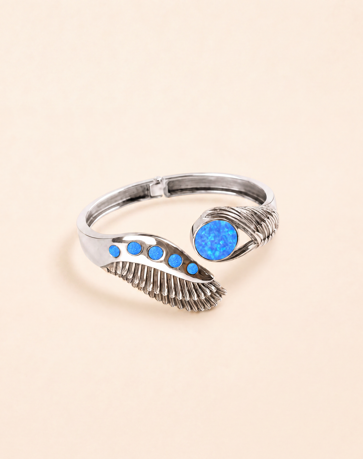 Majestic Winged Blue Opal Bracelet — Silver