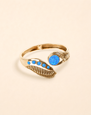 Majestic Winged Blue Opal Bracelet — Gold