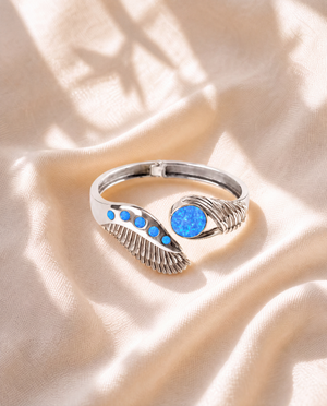 Majestic Winged Blue Opal Bracelet — Silver