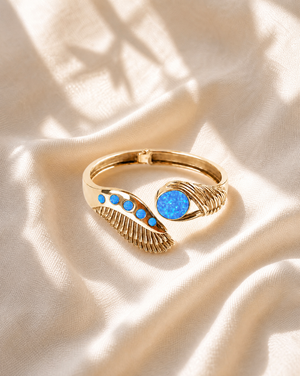 Majestic Winged Blue Opal Bracelet — Gold