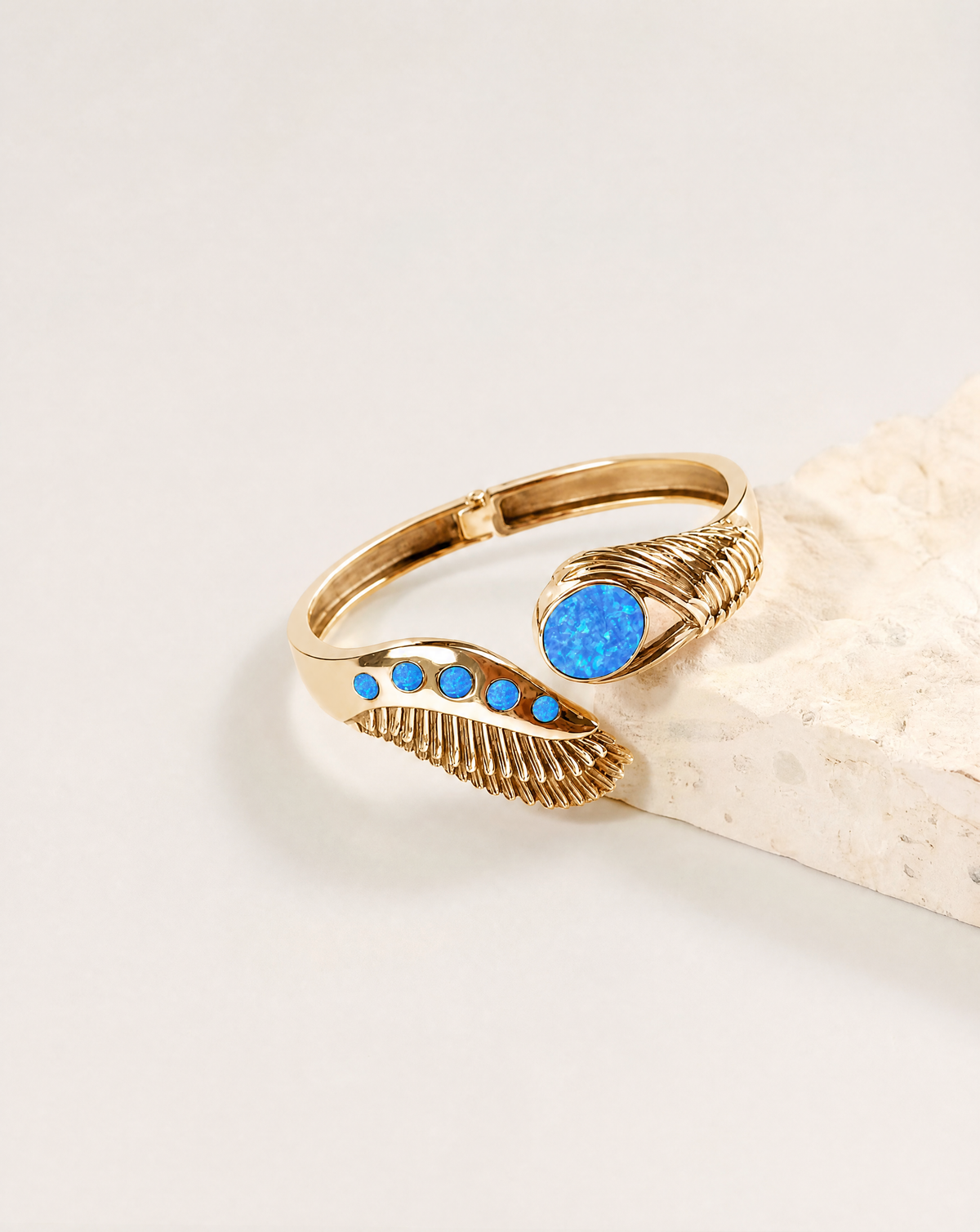 Majestic Winged Blue Opal Bracelet — Gold
