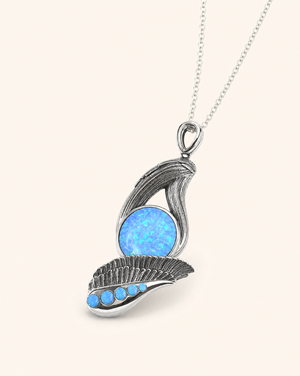 Majestic Blue Opal Pendant — Silver