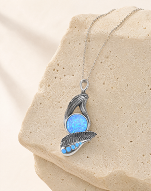 Majestic Blue Opal Pendant — Silver
