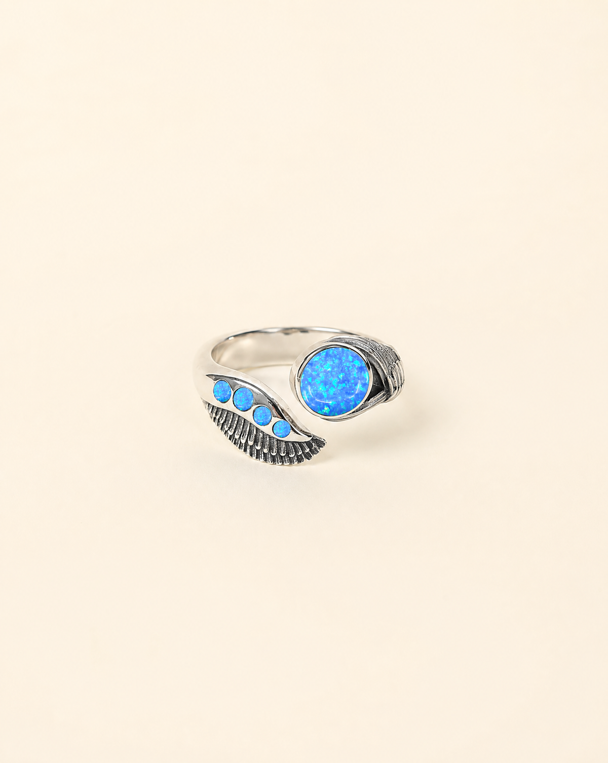 Majestic Blue Opal Ring, Silver