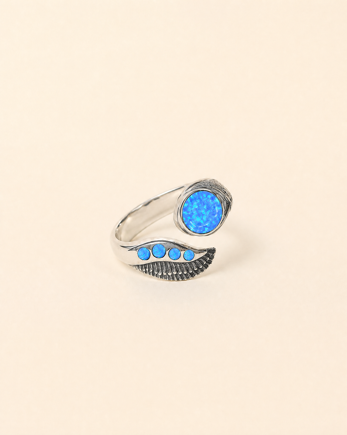 Majestic Blue Opal Ring, Silver
