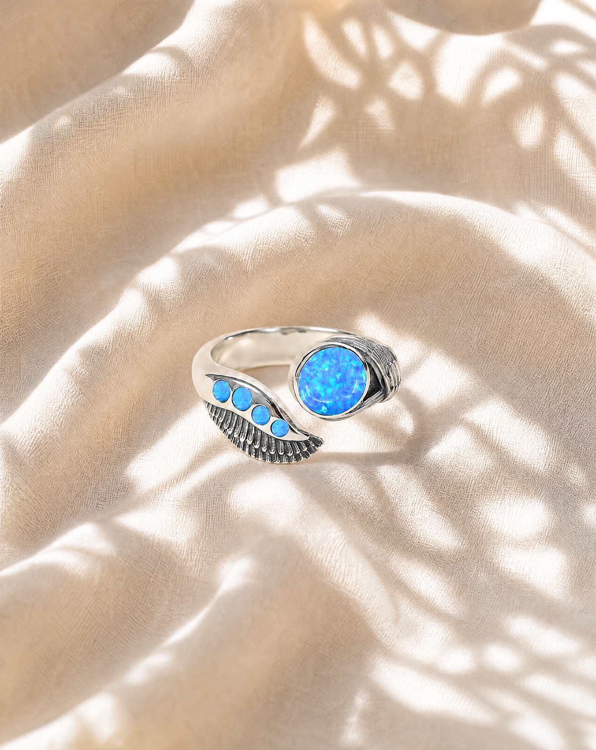 Majestic Blue Opal Ring, Silver
