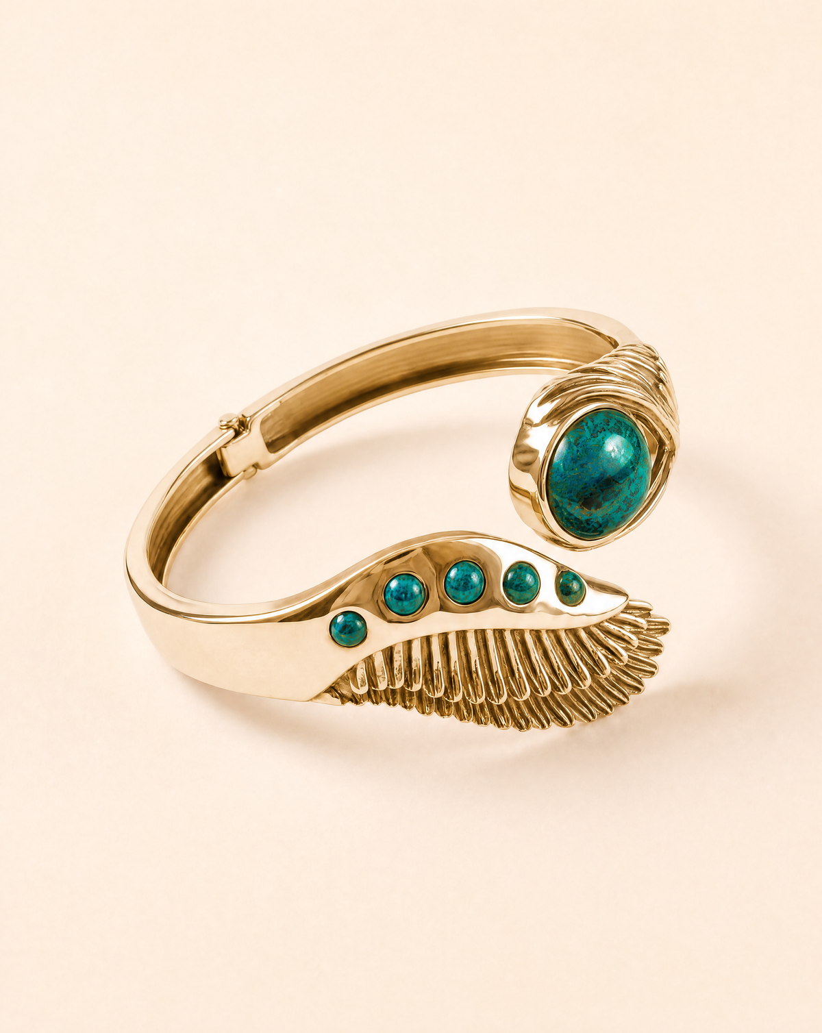Majestic Winged Chrysocolla Bracelet — Gold