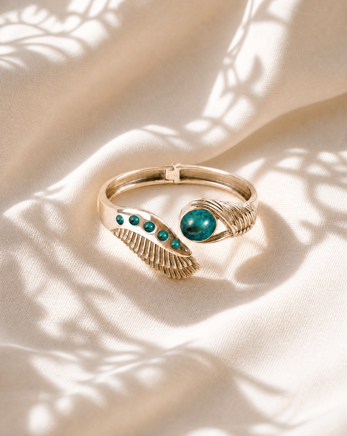 Majestic Winged Chrysocolla Bracelet — Gold