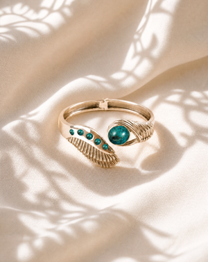 Majestic Winged Chrysocolla Bracelet — Gold