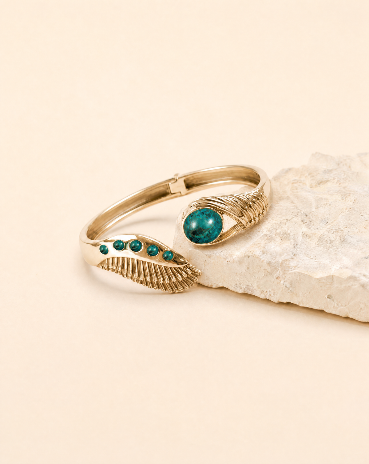 Majestic Winged Chrysocolla Bracelet — Gold