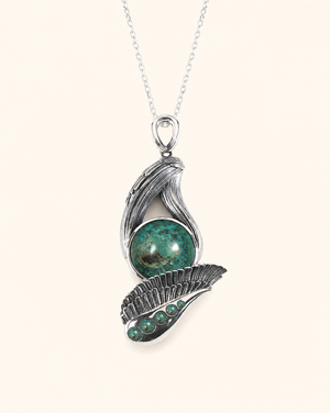 Majestic Chrysocolla Pendant — Silver