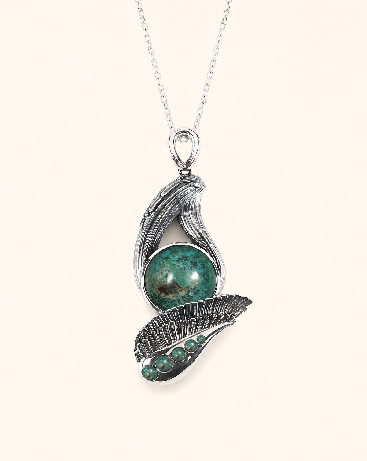 Majestic Chrysocolla Pendant — Silver