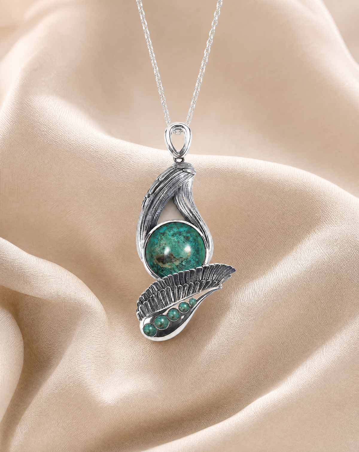 Majestic Chrysocolla Pendant — Silver