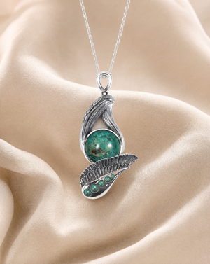Majestic Chrysocolla Pendant — Silver