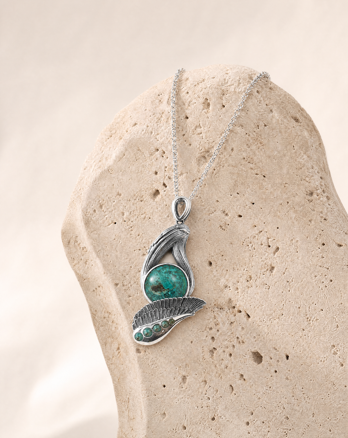 Majestic Chrysocolla Pendant — Silver