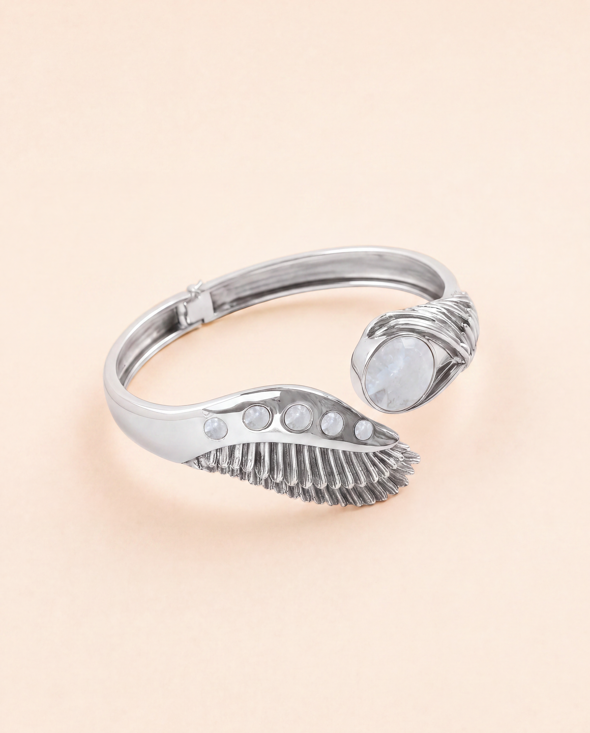 Majestic Winged Clear Quartz Bracelet — Silver