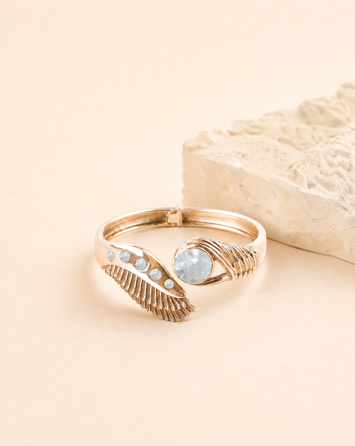 Majestic Winged Clear Quartz Bracelet — Gold