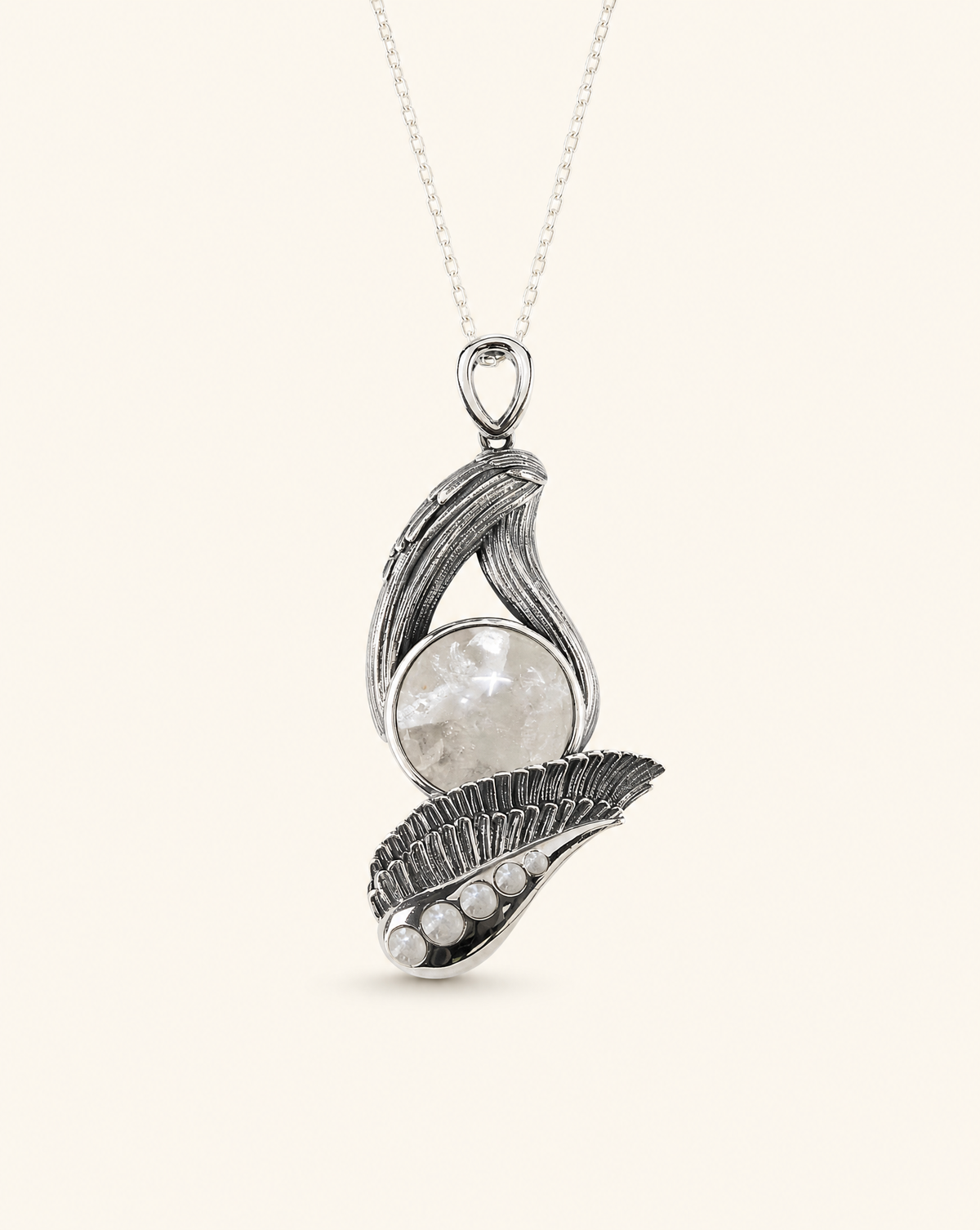 Majestic Clear Quartz Pendant — Silver