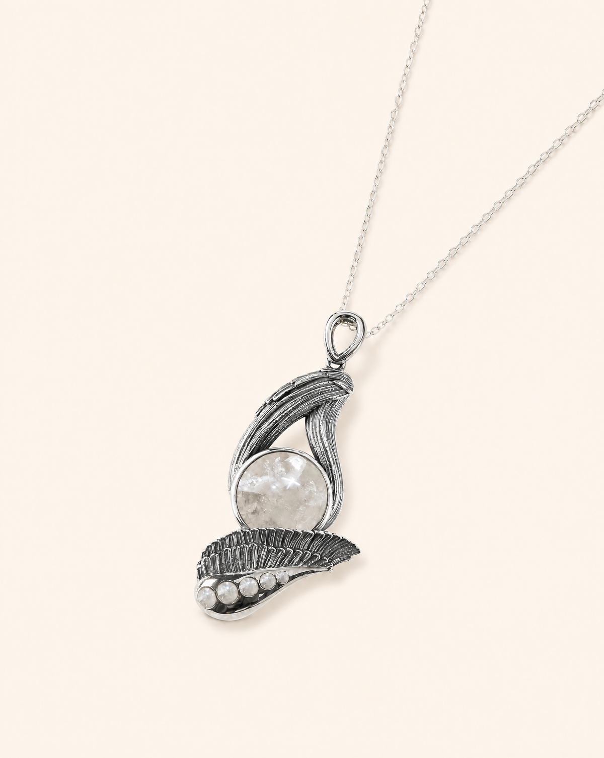 Majestic Clear Quartz Pendant — Silver