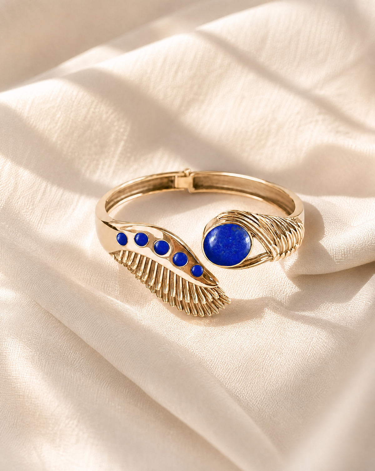 Majestic Winged Lapis Bracelet — Gold