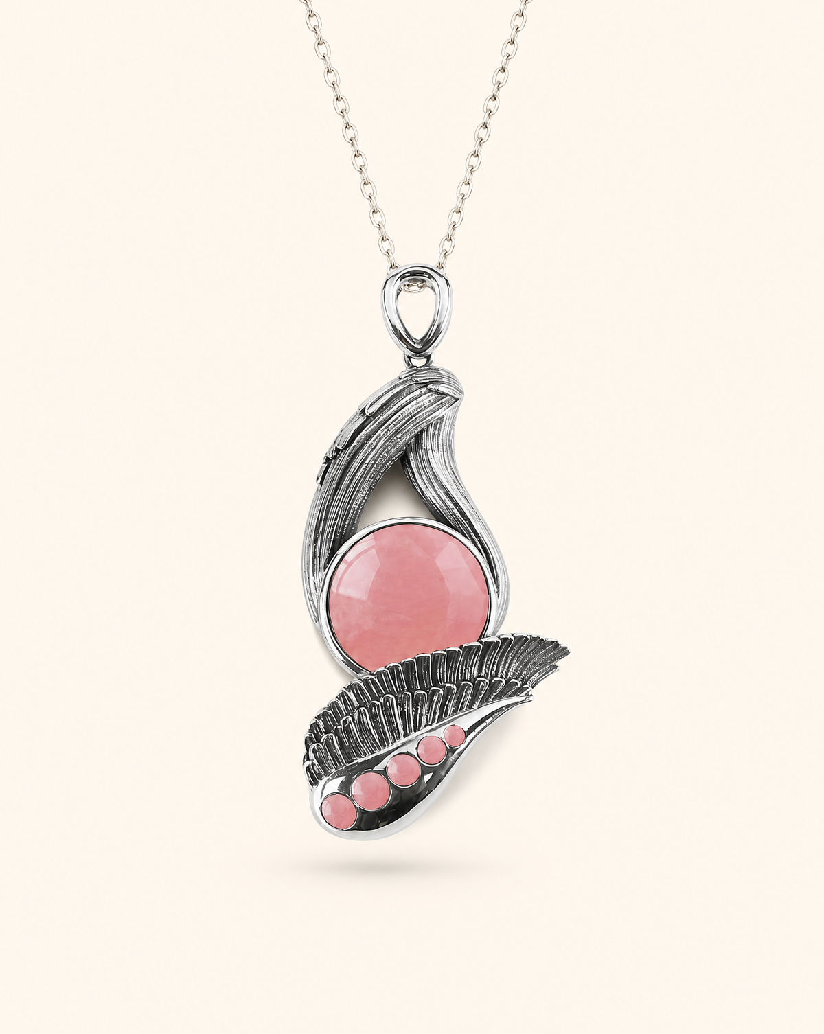 Majestic Rose Quartz Pendant — Silver