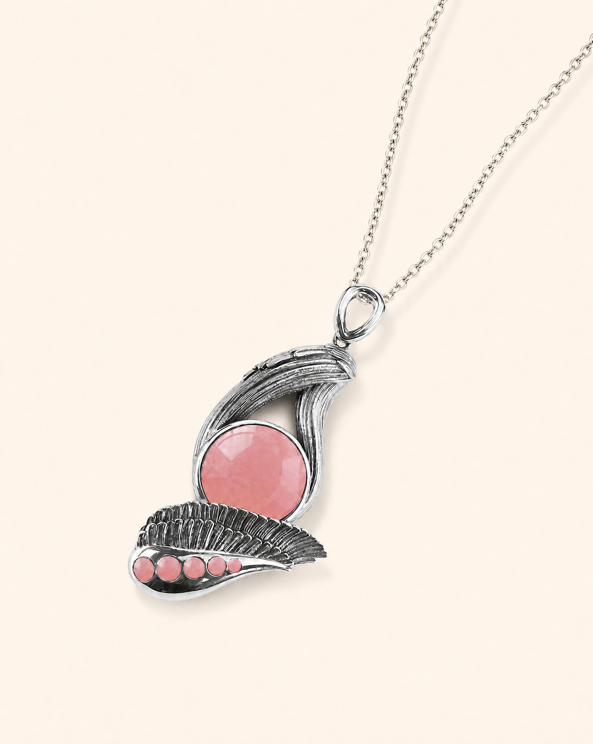 Majestic Rose Quartz Pendant — Silver